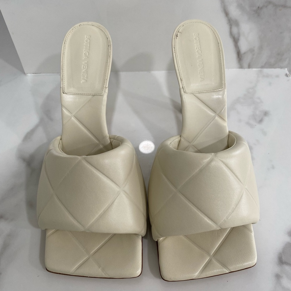 Bottega Veneta 90mm Xl Quilted Leather Slide Sea Salt - Picture 3 of 11